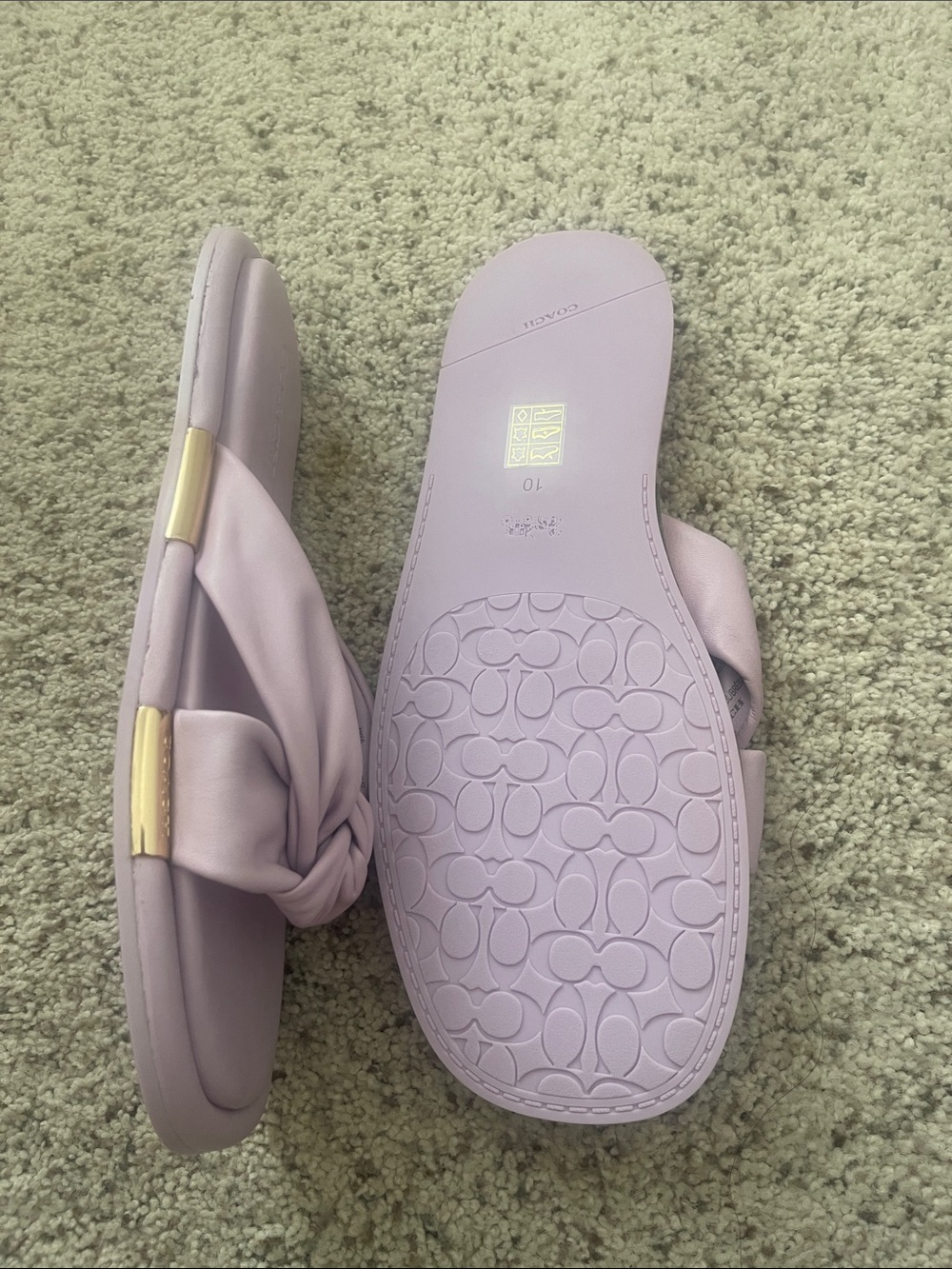 Coach Lavender Knot Leather Slide Sandals - Picture 9 of 16